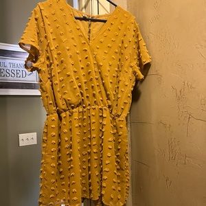 Mustard Swiss Dot Romper